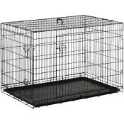 Pawhut - Cage caisse de transport pliante pour chien en métal noir 106 x 71 x 76 cm - Noir