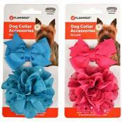 Flamingo Pet Products - Accessoire pour collier 1 noeud et 1 fleur. bleu ou rose . pour chien