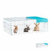 Relaxdays Enclos pour lapins avec toit, voile solaire,