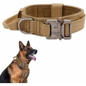 Xl, Brown) Collier tactique pour chien - Collier militaire avec poignée de contrôle, collier réglable en nylon rembourré pour chiens de taille