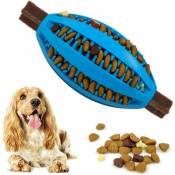 Balle de jouet de distributeur de friandises pour chien, jouet en caoutchouc durable de rugby de chien, bleu