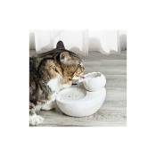 Fontaine d'eau - En céramique - Avec lotus vertical et filtre automatique - Idéale pour chat et animal de compagnie - Blanc