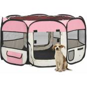 Helloshop26 - Parc pliable pour chien avec sac de transport 125 x 125 x 61 cm rose - Or