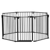 Barrière de sécurité - parc enclos chien modulable pliable - porte verrouillable - 8 panneaux acier et PP - dim. 482,5L max. x 76H cm noir