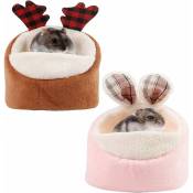 2pcs lit pour animaux de compagnie lit de hamster chaud d'hiver (rose/café) Fei Yu