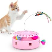 Jouets interactifs automatiques 3 en 1 pour chats pour chats d'intérieur, jouets pour chats d'exercice avec ballon et jouet pour chaton en plumes