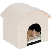 Niche pour chat, pliable et moelleux, lieu de refuge, surface à griffer, h x l x p : 44 x 48 x 41 cm, beige - Relaxdays