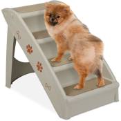Relaxdays - Escalier pour chiens 4 marches,chiots et chats, lit, sofa, auto,échelle jusqu'à 100 kg, 49x39x61cm,gris
