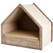 Ferribiella - Maison en bois avec coussin et griffoir Modèle Paris pour chats