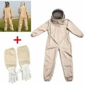 Linghhang - xxl) Vêtements d'apiculture professionnelle - Équipement de protection pour apiculteur professionnel beige avec gants longs et capuchon
