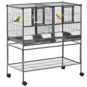 Cage à oiseaux avec séparation mangeoire et perchoir