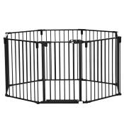 PawHut Barrière de sécurité barrière de protection cheminée parc enclos chien pliable modulable 8 panneaux avec porte sans perçage 482,5 x 76 cm