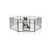 Enclos pour chien 80x60 cm - Modulaire - 8 panneaux - Parc pour chiots - Chenil pour chiens - Puppy Run - Noir - anthracite - Maxxpet