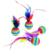 Jouet Chat - Flamingo lot de 4 Balles Rainbow Multicolore - Ø 3 cm