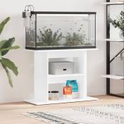 Support d'aquarium blanc brillant 80x35x60 cm bois