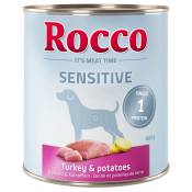 20x800g dinde, pommes de terre Sensitive Rocco pour chien + 4 boîtes offertes !