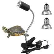 Lampe Reptiles Lampe Tortue Terrestre Chauffante avec Base Longue 360°Rotation pour Reptiles et Amphibiens Ampoules uva uvb 25W