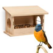Mangeoire pour oiseaux en bois naturel non traité Cordon de suspension Prêt à l'emploi