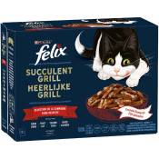 24x80g Felix Succulent Grill sélection de la campagne - Pâtée pour chat