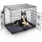 MaxxPet Cage pour Chien 122x74x81 cm - Avec poignée - Caisse de transport pliante - 2 Portes - Panier de Transport pour Chien - Banc pour chien