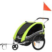 360° rotatif Remorque Vélo convertible Jogger 2en1 Enfant - en Vert - Black Edition - Samax