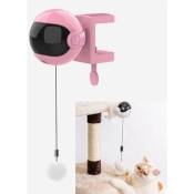 Jouet interactif pour chat et chien avec corde et balle en peluche, jouet électrique pour chat automatique, rotation automatique à 360 °(rose)