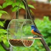 Fei Yu - Mangeoire pour oiseaux extérieure Mangeoire pour oiseaux en acrylique Mangeoire pour oiseaux ronde Mangeoire pour oiseaux suspendue