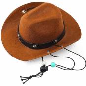 Csparkv - Brun Chapeau de cowboy pour animal domestique - Costume de cowboy pour chien ou chat - Décoration de fête