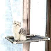 Augienb - Hamac Lit pour chat monté sur fenêtre Noir