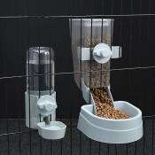 Lablanc - Mangeoire automatique en Cage, bol suspendu, bouteille d'eau, distributeur de nourriture pour chiot, chat, lapin, oiseau (bleu)