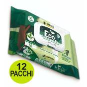 Offre 12 paquets de 30 lingettes humides écologiques au thé vert et à la chlorhexidine pour chiens et chats
