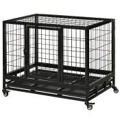 PawHut Cage pour chien animaux cage de transport sur