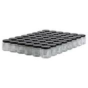 48 pots verre hexagonaux 50g (47 ml) avec couvercles to 43 - Plusieurs modèles disponibles - Noir