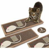 Ersandy - 3 x planche à gratter pour chat avec planche à gratter en sisal pour chaton avec herbe à chat gratuite, (38 12,5 1,8) cm