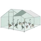 Poulailler poulailler galvanisé lapin cage 3x4x2m poulailler cage pe toit - Argent - Swanew
