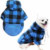 Sweat à capuche pour petit chien en polaire douce et chaude pour l'automne et l'hiver, vêtements pour fille et garon, classique à carreaux, chiot,