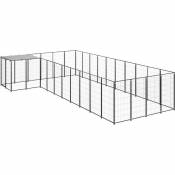 Helloshop26 - Chenil extérieur cage enclos parc animaux chien 13,31 m² 110 cm acier noir - Noir