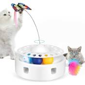 Jouet pour chat interactif 3 en 1 pour jouet d'intérieur automatique pour chat, plume d'embuscade aléatoire automatique électronique et papillon