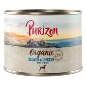 Lot Purizon Organic Bio 12 x 200 g pour chien - saumon, poulet & épinards