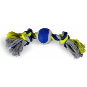 Vadigran - Corde coton 2 noeuds +balle tennis bleu-jaune