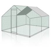 Einfeben - Poulailler 3x4x2m enclos extérieur avec serrure enclos extérieur clapier pour petits animaux en acier galvanisé - Argent