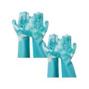 2 Paires de gants de toilettage en silicone Pet glove - Venteo - Vert - Adulte - Lavable en machine, brosse/nettoie vos animaux
