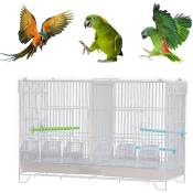 Cage D'élevage pour Oiseaux, Volière Cage à Oiseaux avec Compartiments, Mangeoire, Plateau, 60x26x39.5cm Blanc - Aqrau