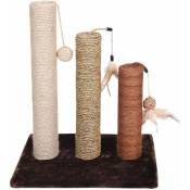 Ferribiella - Griffoir Tris avec trois colonnes et jouets pour chats suspendus