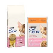 15kg Kitten, poulet CAT CHOW PURINA Croquettes pour chat + 26x85g Kitten CAT CHOW PURINA nourriture humide pour chat