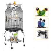 Hofuton Cage de Parrot Oiseaux en Fer + Plastique + Bois avec 3 Portes + Bac de Glissement