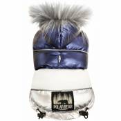 40 cm: Veste matelassée imperméable avec doublure en velours bleu Polar Bear pour chiens