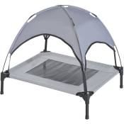 Lit pour chien chat sur pieds lit de camp lit surélevé rafraîchissant velum anti-UV Oxford micro-perforé parasol et sac de transport inclus dim. 61L