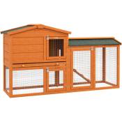 Pawhut - Clapier cage à lapins rongeurs 2 niveaux