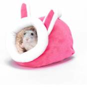 Hamster Petit Nid de Coton Hiver Sommeil Nid Maison Coton Nid De Lapin d'hiver Chaud Nid de Couchage en Coton pour Petit Animal Mini Hérisson, Rose